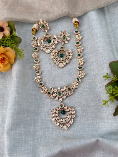 Kundan Necklace Peacock Short Pendant Set | N0498