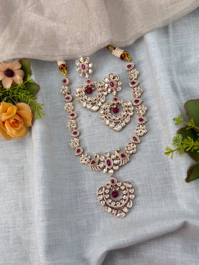 Kundan Necklace Peacock Short Pendant Set | N0499