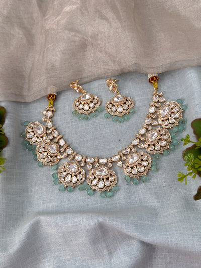 Kundan Flower Style Luxury Short Set | N0484