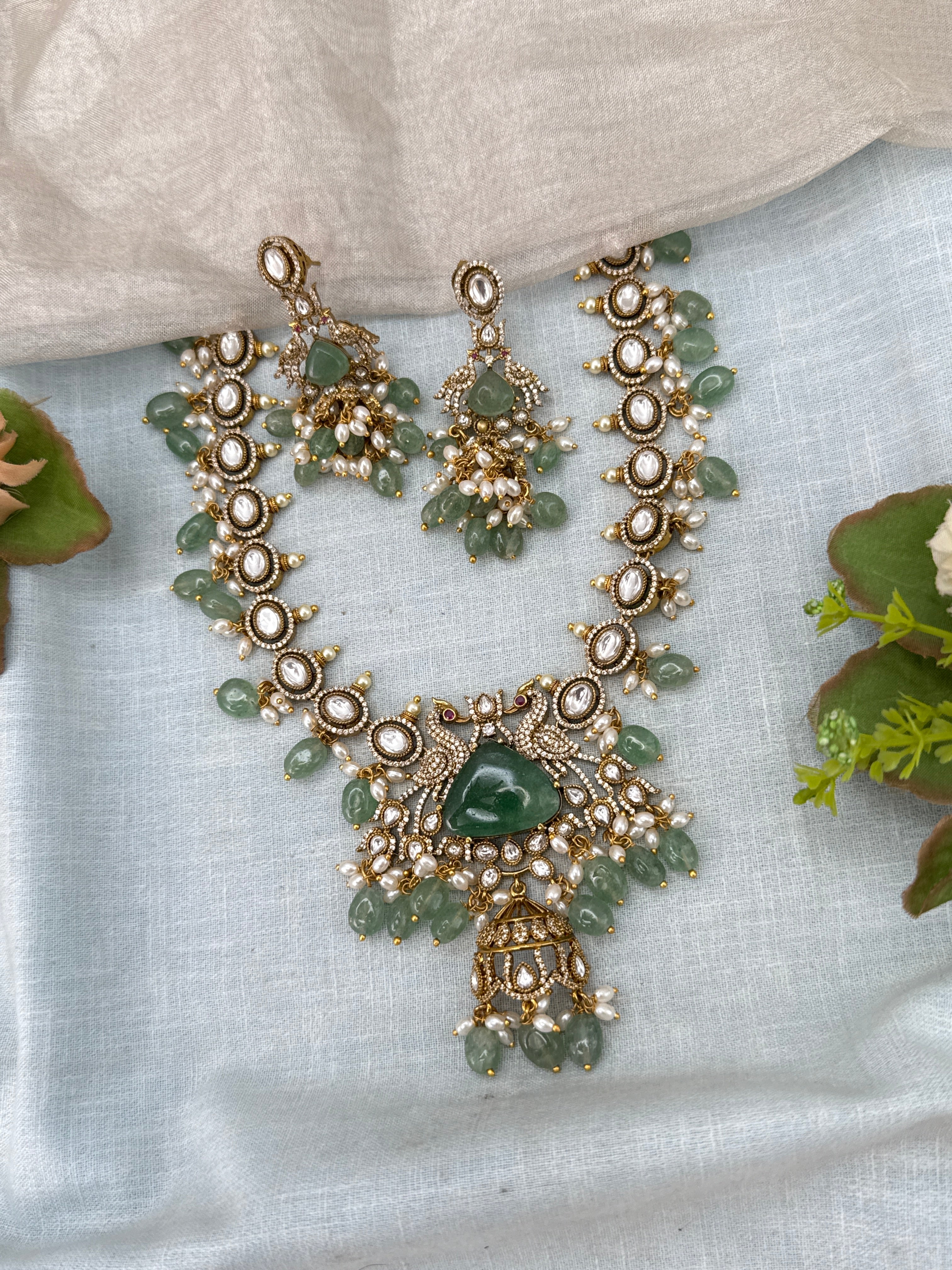 Luxurious Victorian Kundan Statement Short Necklace Set 717