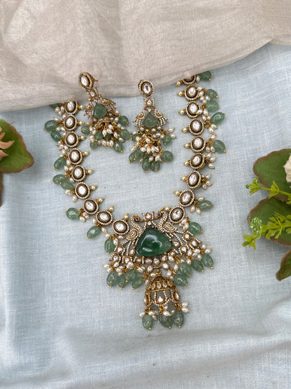 Luxurious Victorian Kundan Statement Short Necklace Set 717