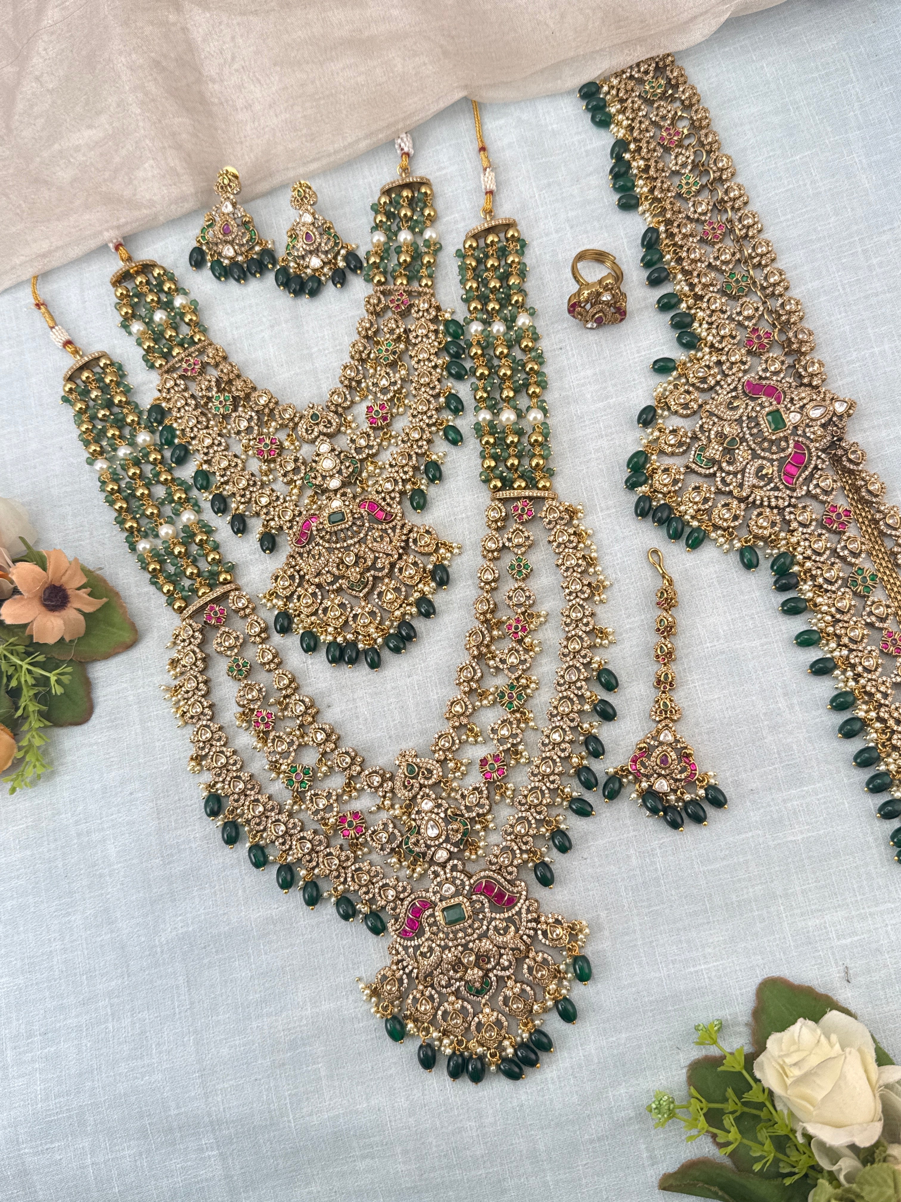 Royal Victorian Stone Layered Bridal Necklace Set 727