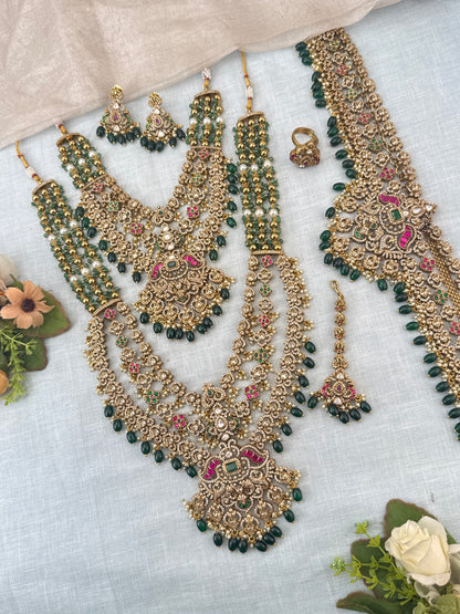 Royal Victorian Stone Layered Bridal Necklace Set 727