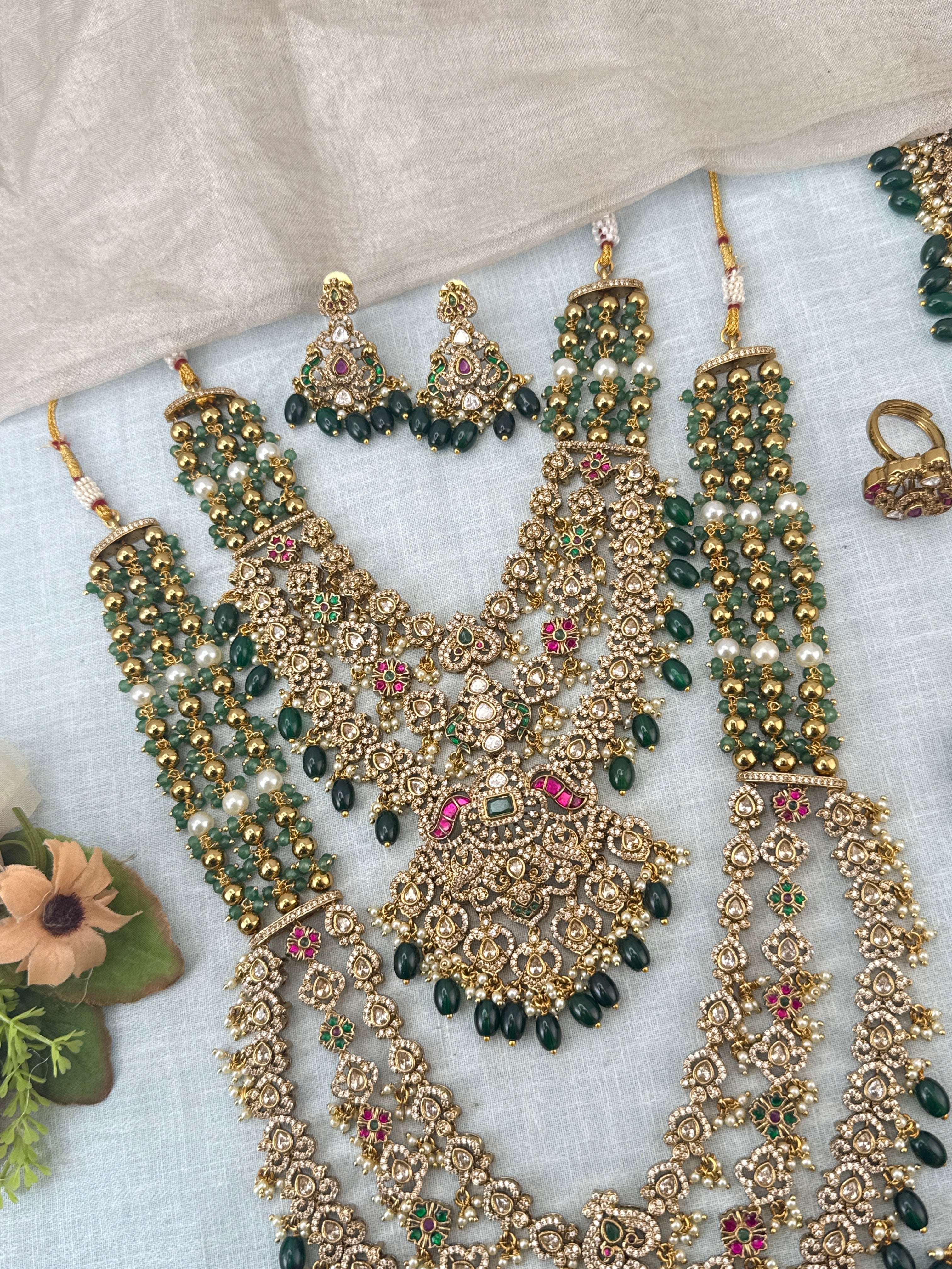 Royal Victorian Stone Layered Bridal Necklace Set 727
