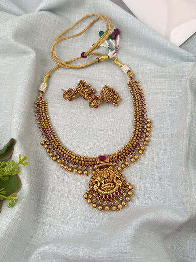 Antique Designer Lakshmi Pendant Short Necklace Set | N0570