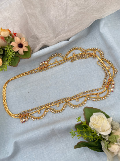 vaddanam, layered kamarbandh, wedding kamarbandh, bridal vaddanam
