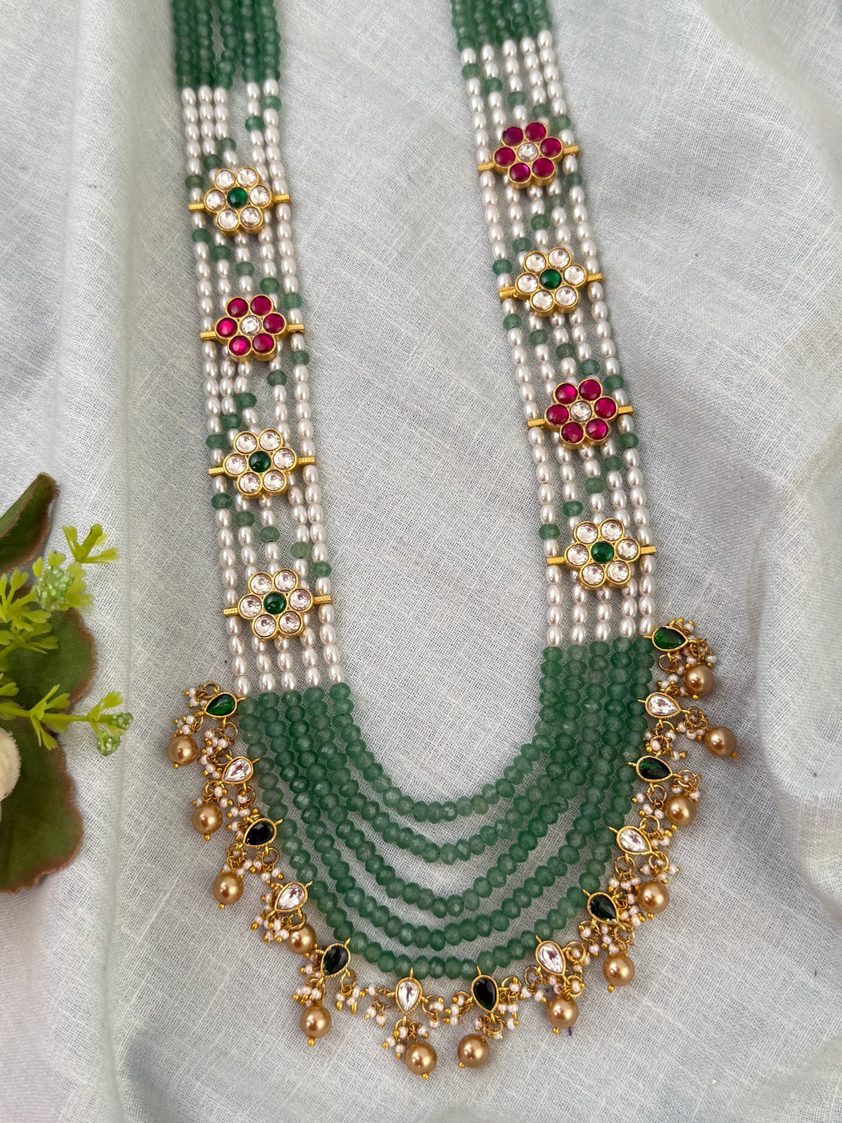 Jadau Kundan Royal Polki Maharani Beads Long Layer Necklace Set | N0589