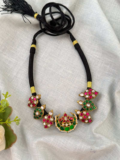 Black Threads Jadau Kundan Short Necklace  | N0585