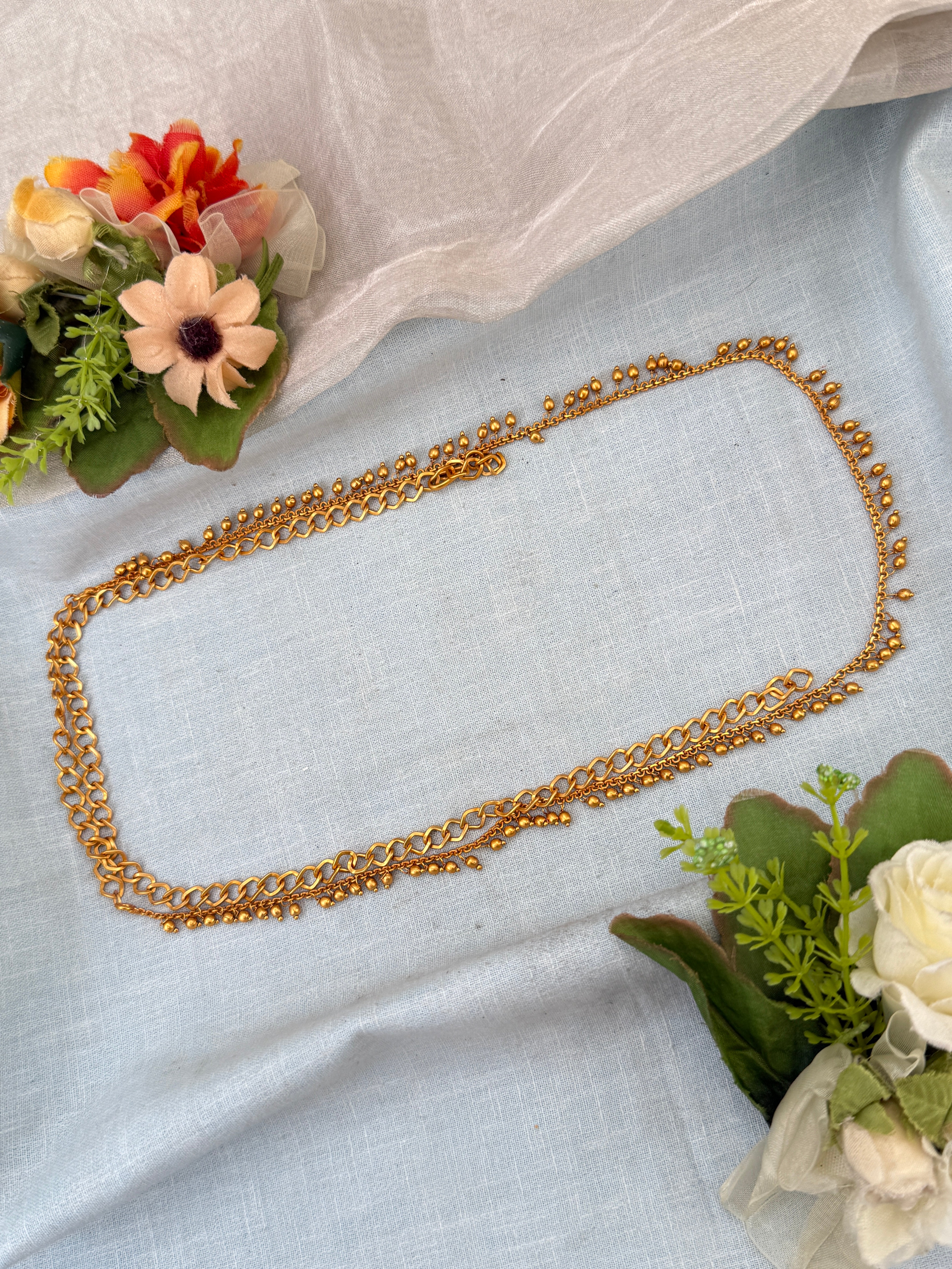 Royal Single Layer Matte Antique Chain Vaddanam Kamarbandh 8094