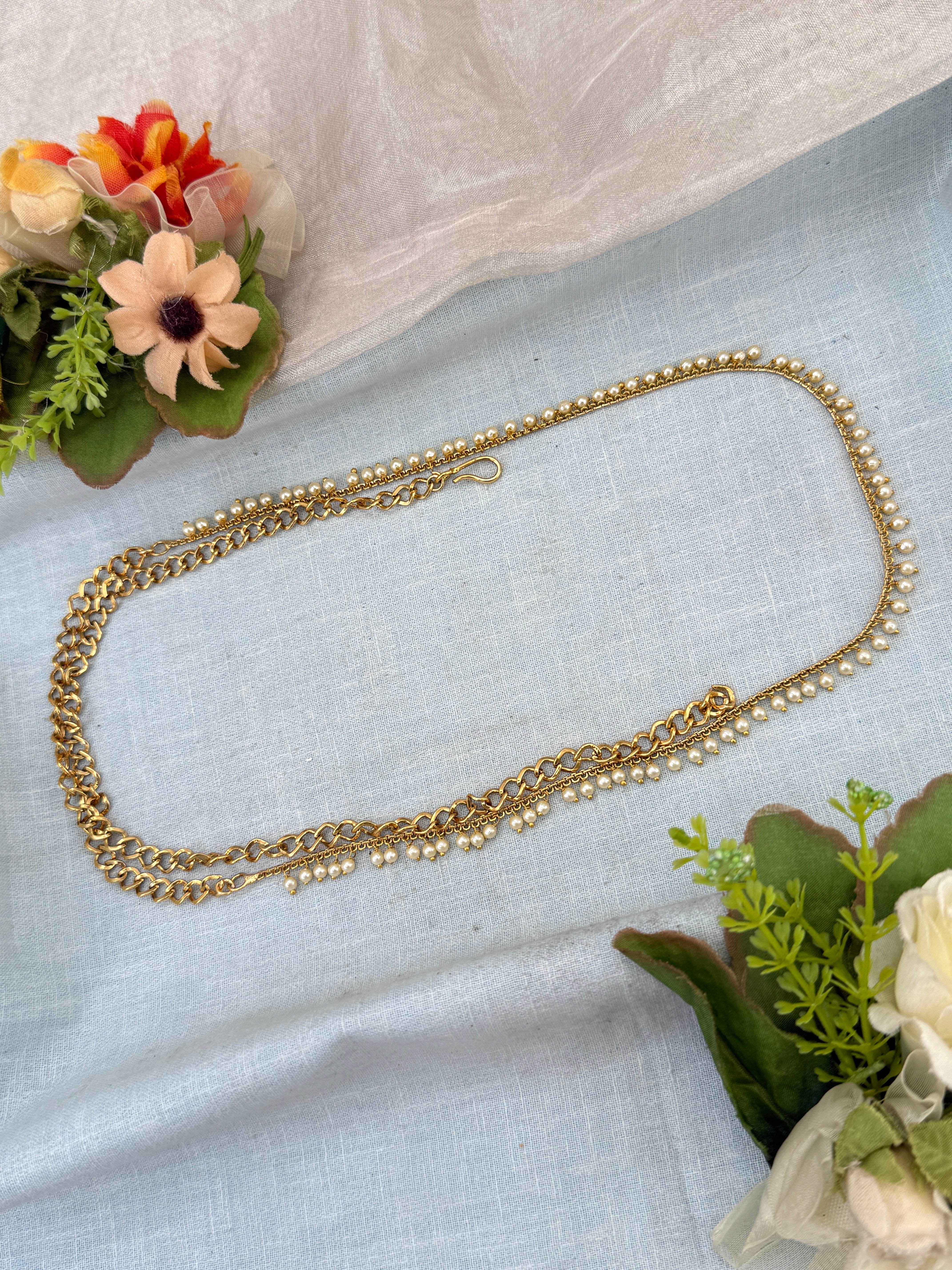 vaddanam, layered kamarbandh, wedding kamarbandh, bridal vaddanam