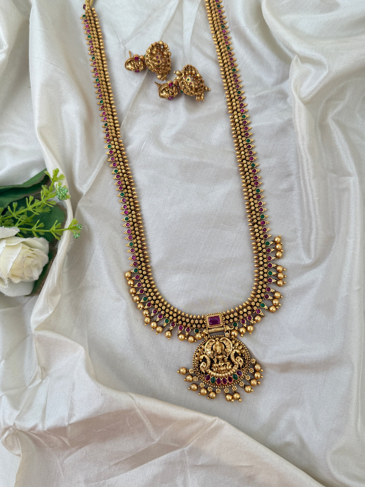 Antique Designer Lakshmi Pendant Long Necklace Set | N0568