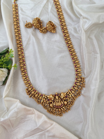 Antique Designer Gaja Lakshmi Long Necklace Set | N0579