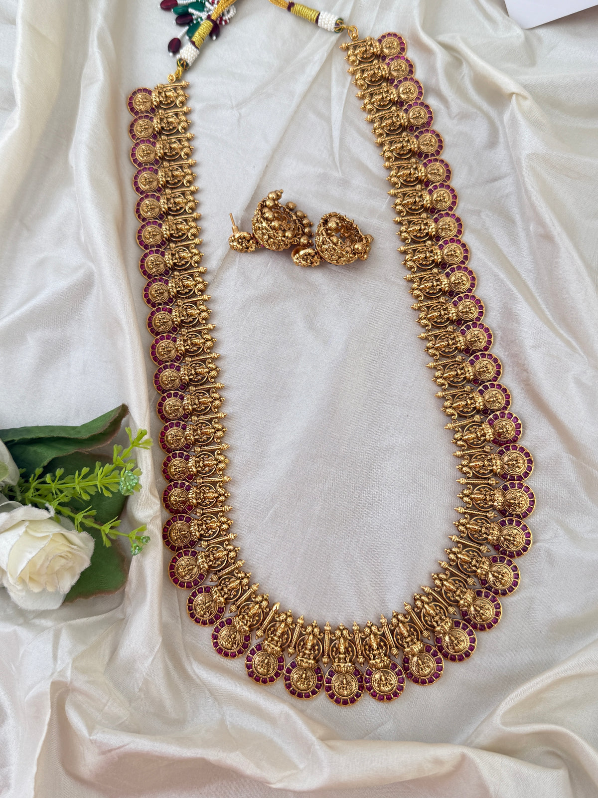 Antique Grand Lakshmi Kasu Long Necklace Set | N0588