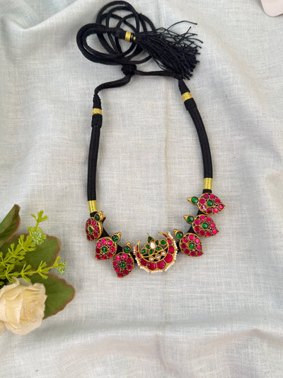 Black Threads Jadau Kundan Short Necklace  | N0586