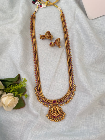 Antique Designer Lakshmi Pendant Long Necklace Set | N0578