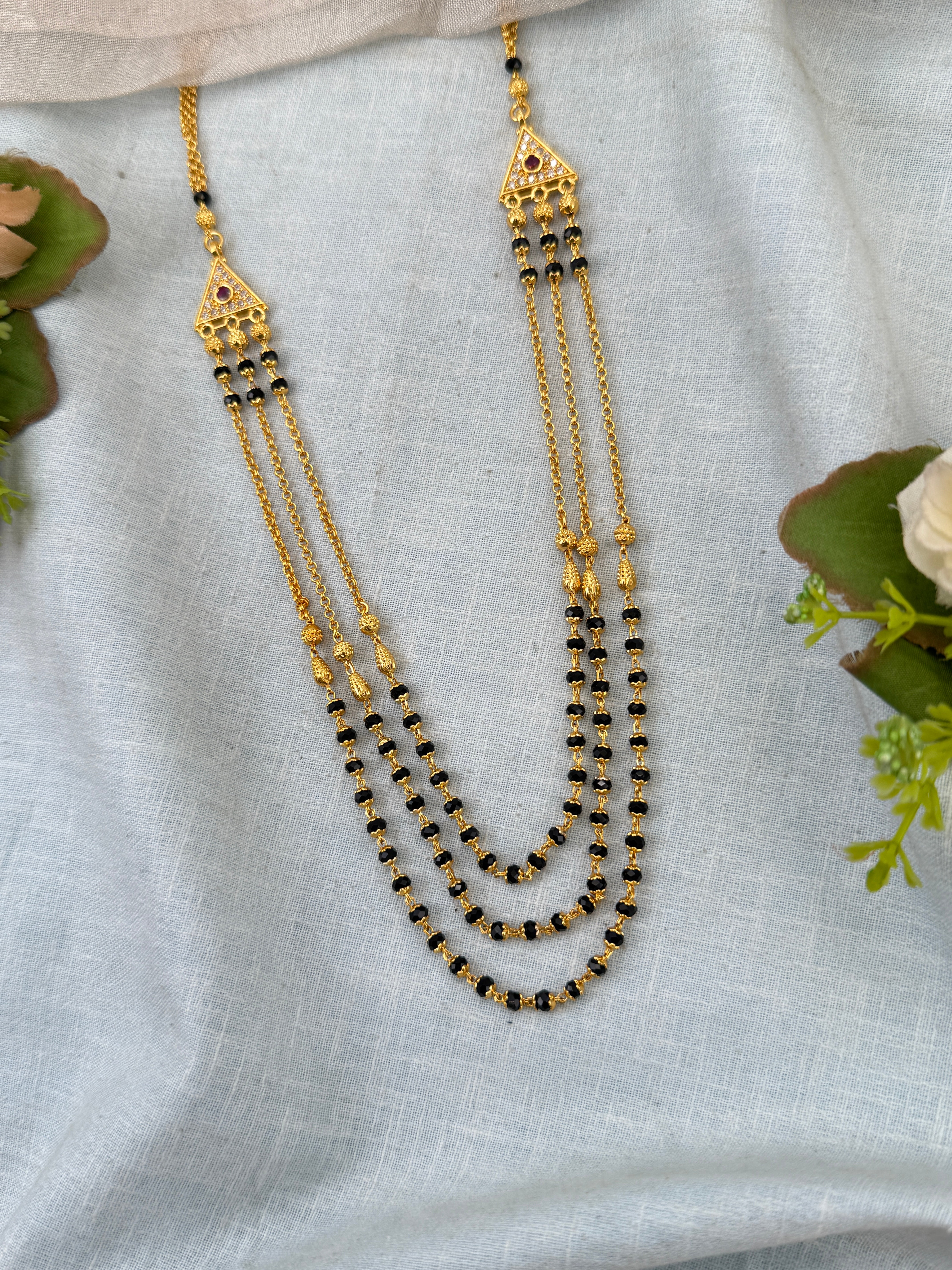 Royal Antique Gold Like Layer Mid Long Necklace Set 0985