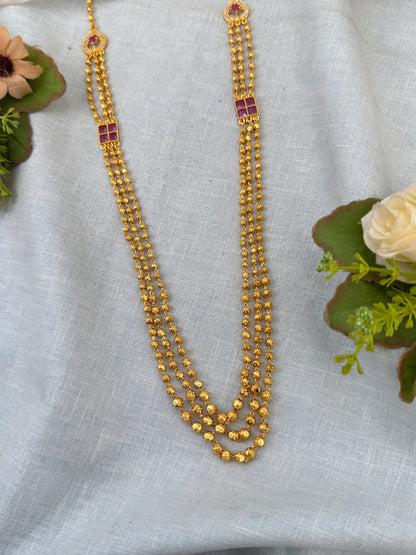Royal Antique Gold Like Layer Mid Long Necklace Set 0986