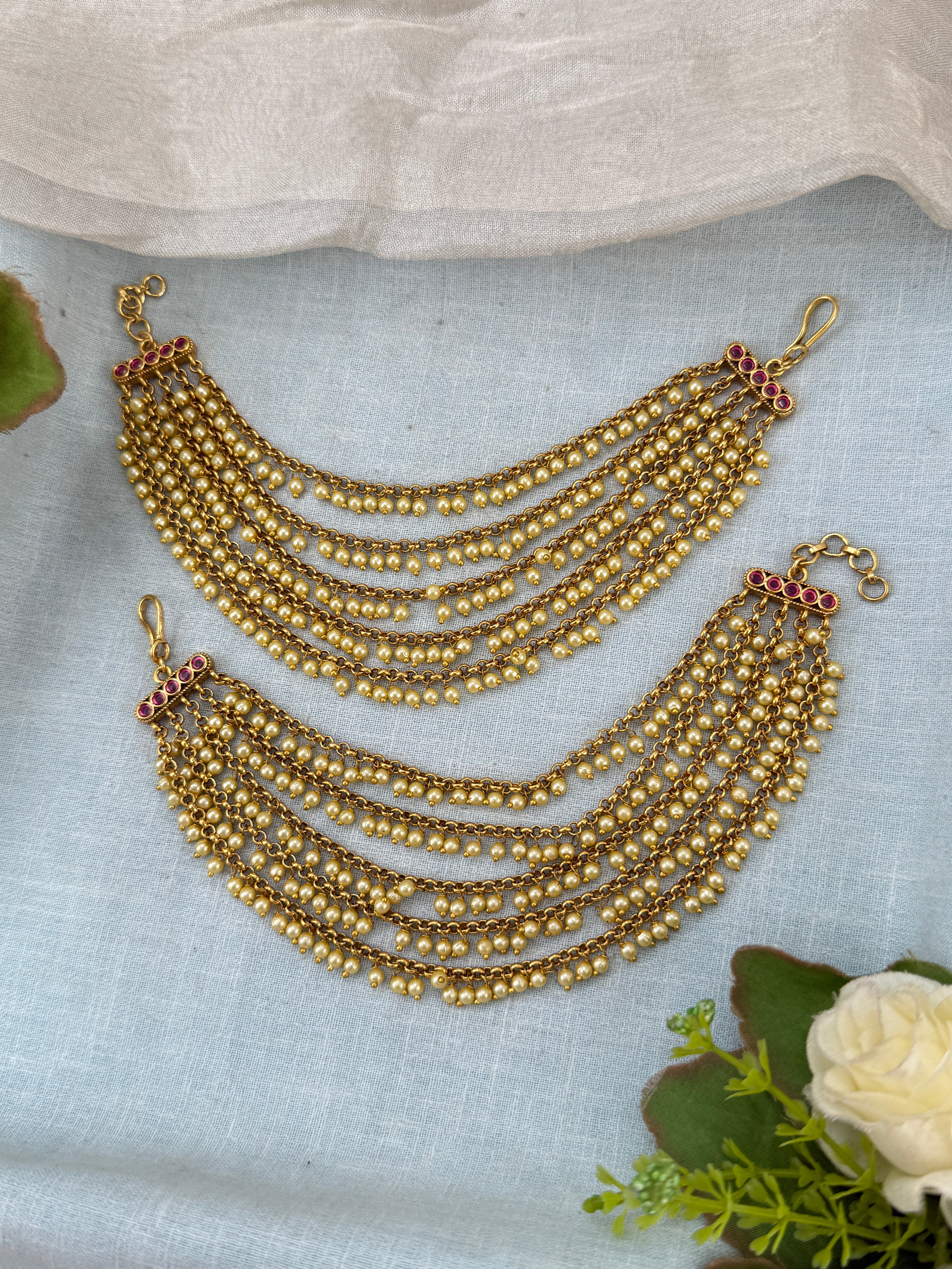 bridal ear chain, maatal ear chain, wedding ear chain, ear chain for jhumka
