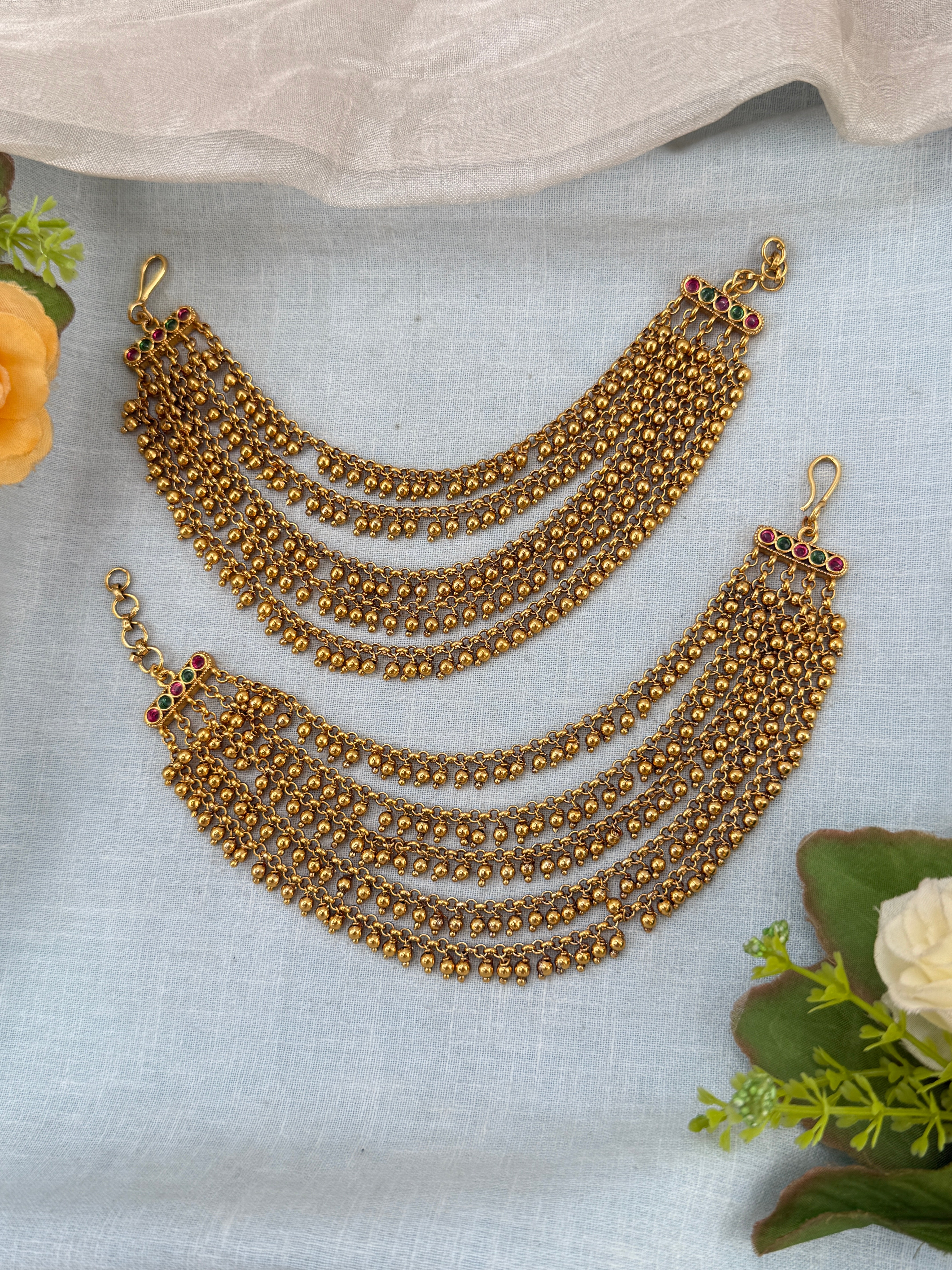 bridal ear chain, maatal ear chain, wedding ear chain, ear chain for jhumka