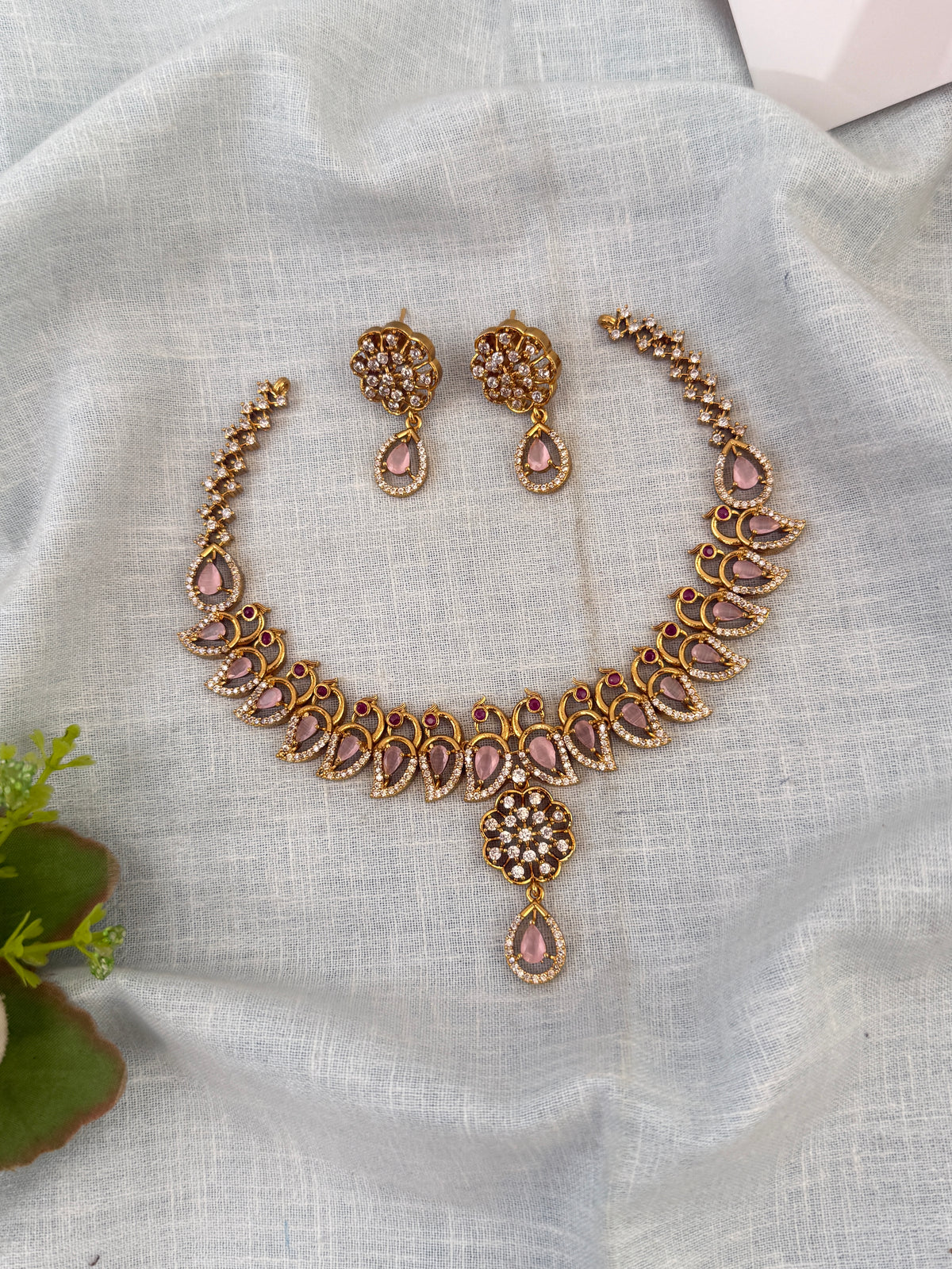 Gold Peacock Necklace Short Set| N0609