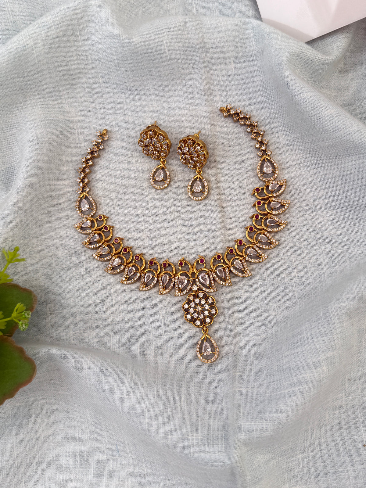 Gold Peacock Necklace Elegant Short Set| N0605