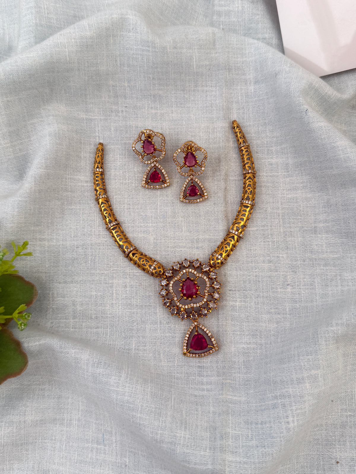 Victorian Necklace Kanti Style Premium Short Set | N0595