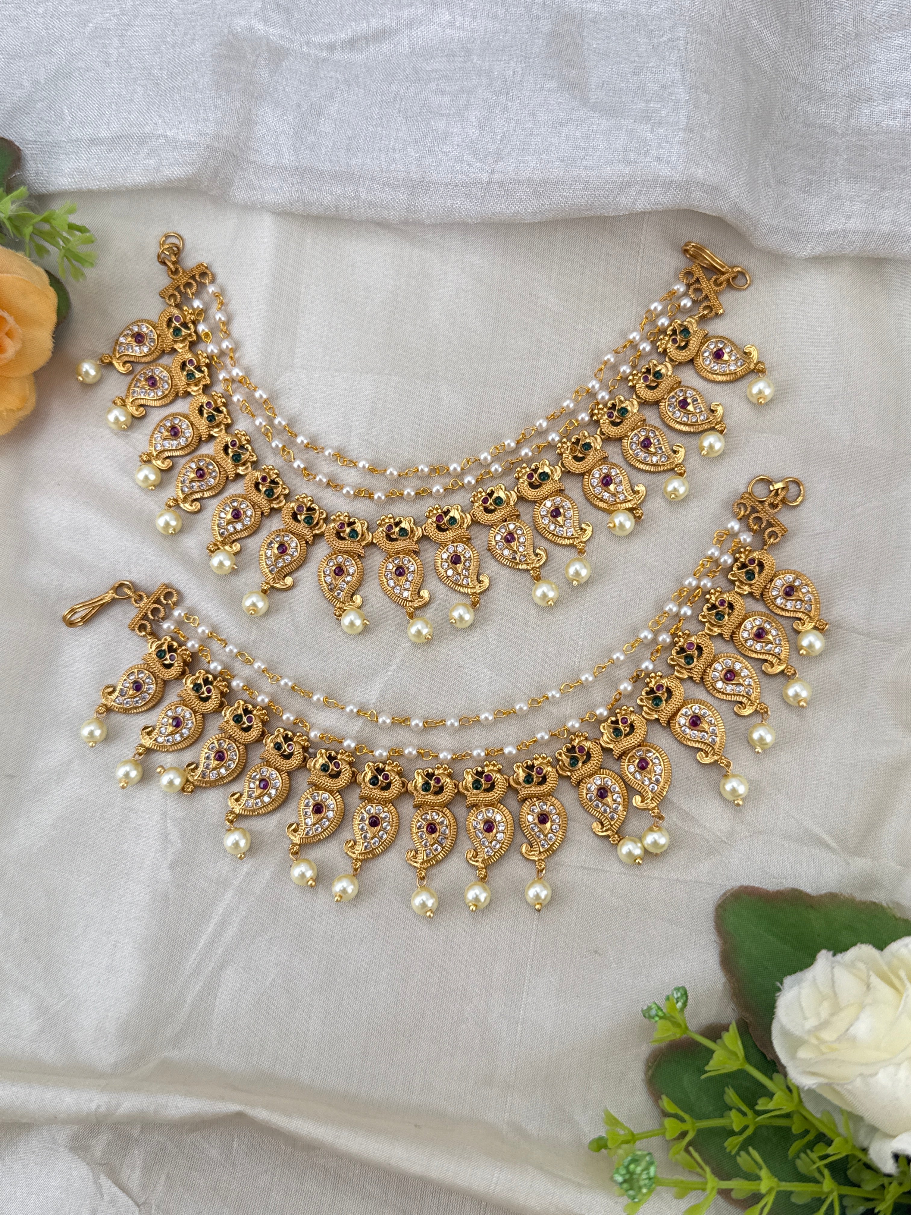 bridal ear chain, maatal ear chain, wedding ear chain, ear chain for jhumka