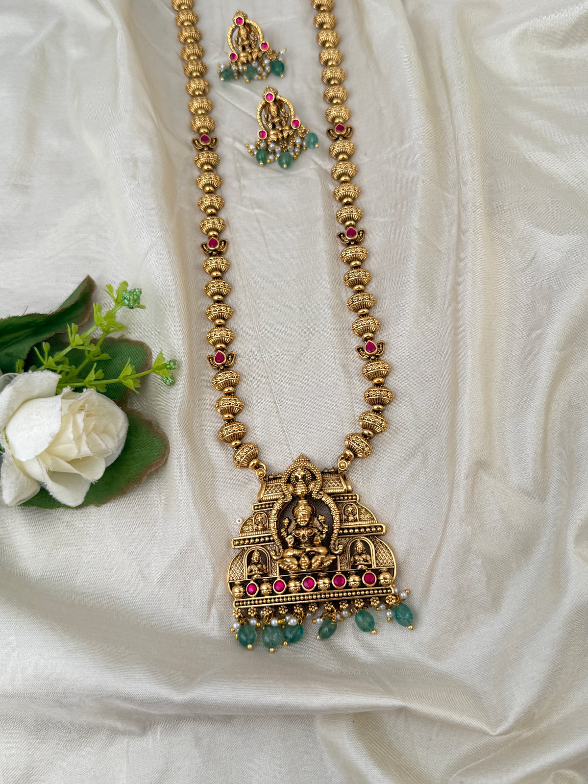 Antique Designer Necklace Lakshmi Pendant Long Necklace Set | N0613