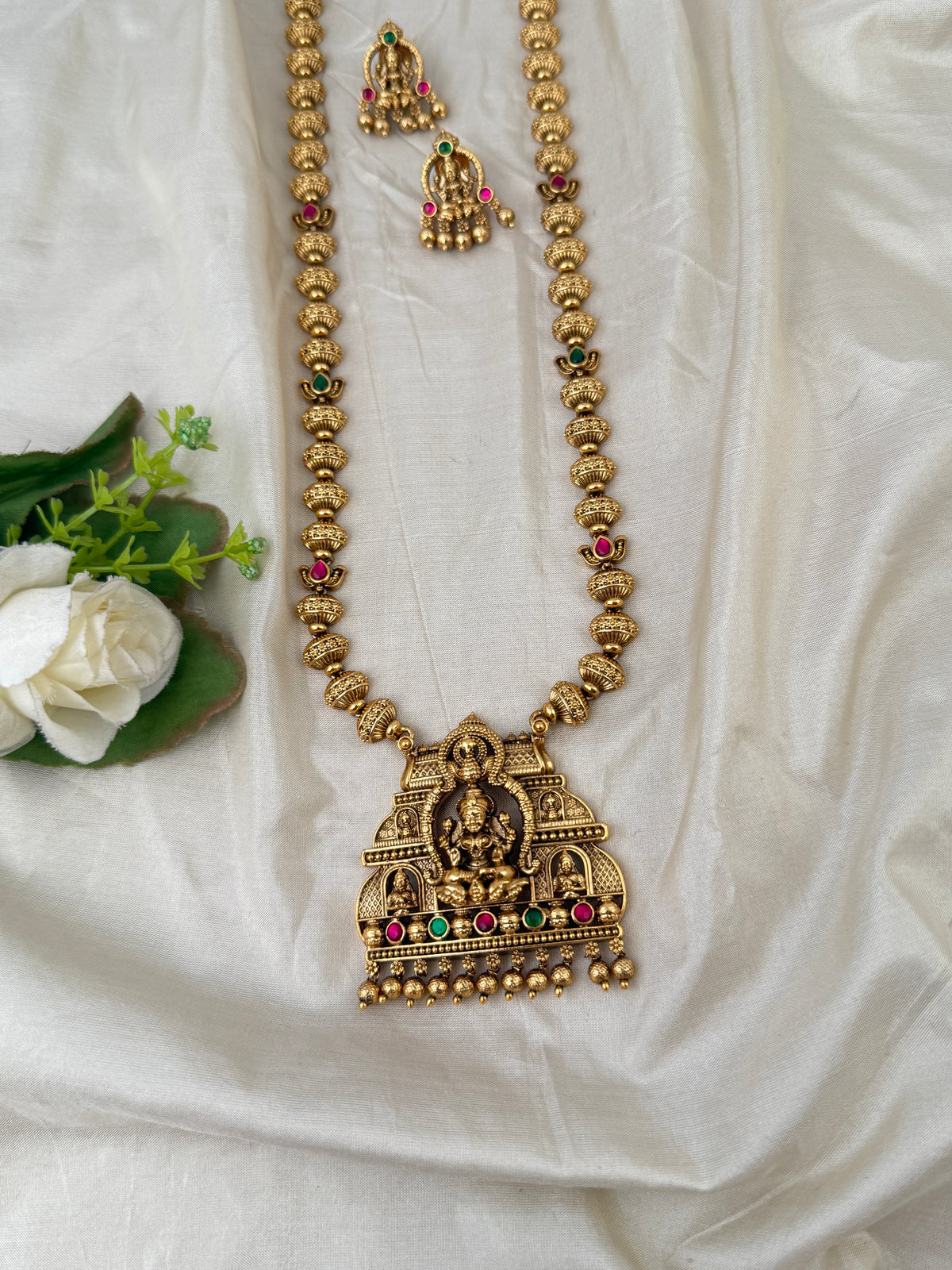 Antique Designer Necklace Lakshmi Pendant Long Necklace Set | N0612