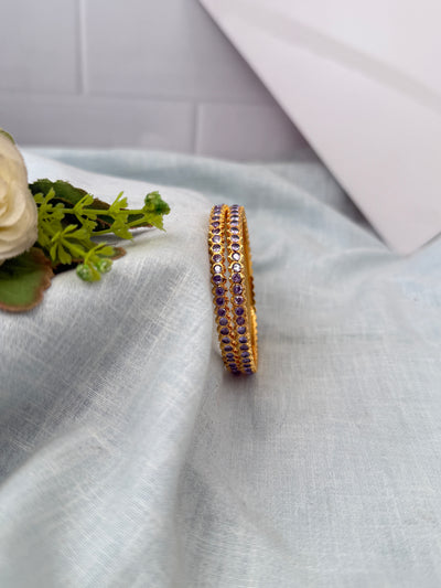 Sampoorna Gold Like Stone Bangles | Set of 2| B0272 - 7 Color Options