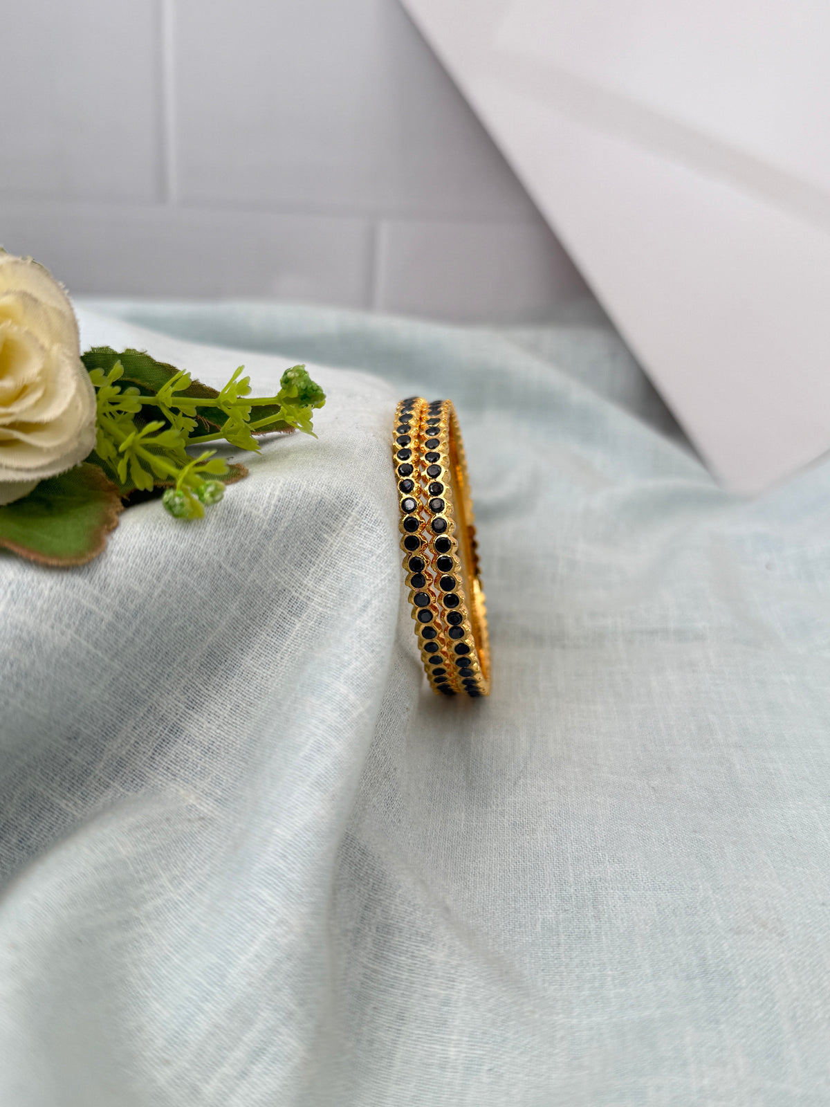 Sampoorna Gold Like Stone Bangles | Set of 2| B0272 - 7 Color Options