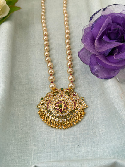 Royal Antique Gold Like Pendant Long Necklace Set 1021