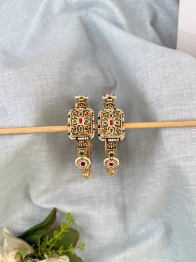 Luxurious Rajwadi Kundan Open Style Kada Bangles | Set of 2 | B0287