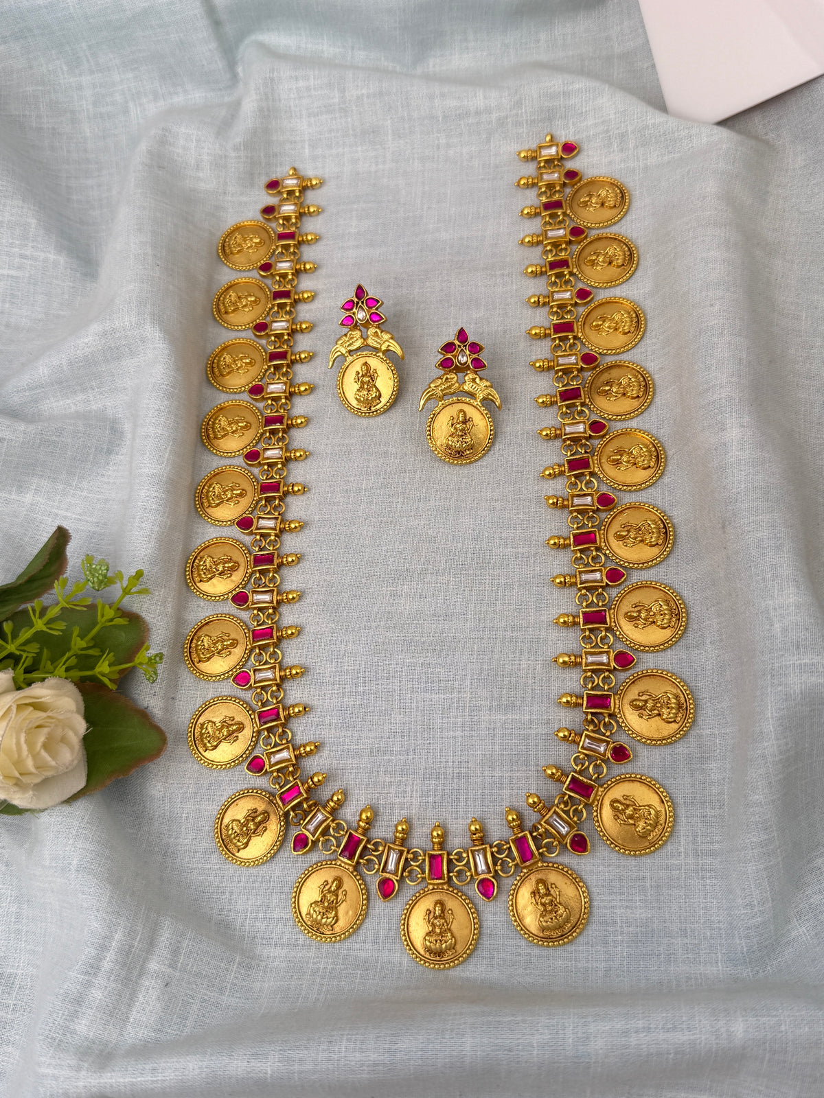 Antique Lakshmi Necklace Royal Mid-Long Set| N0610