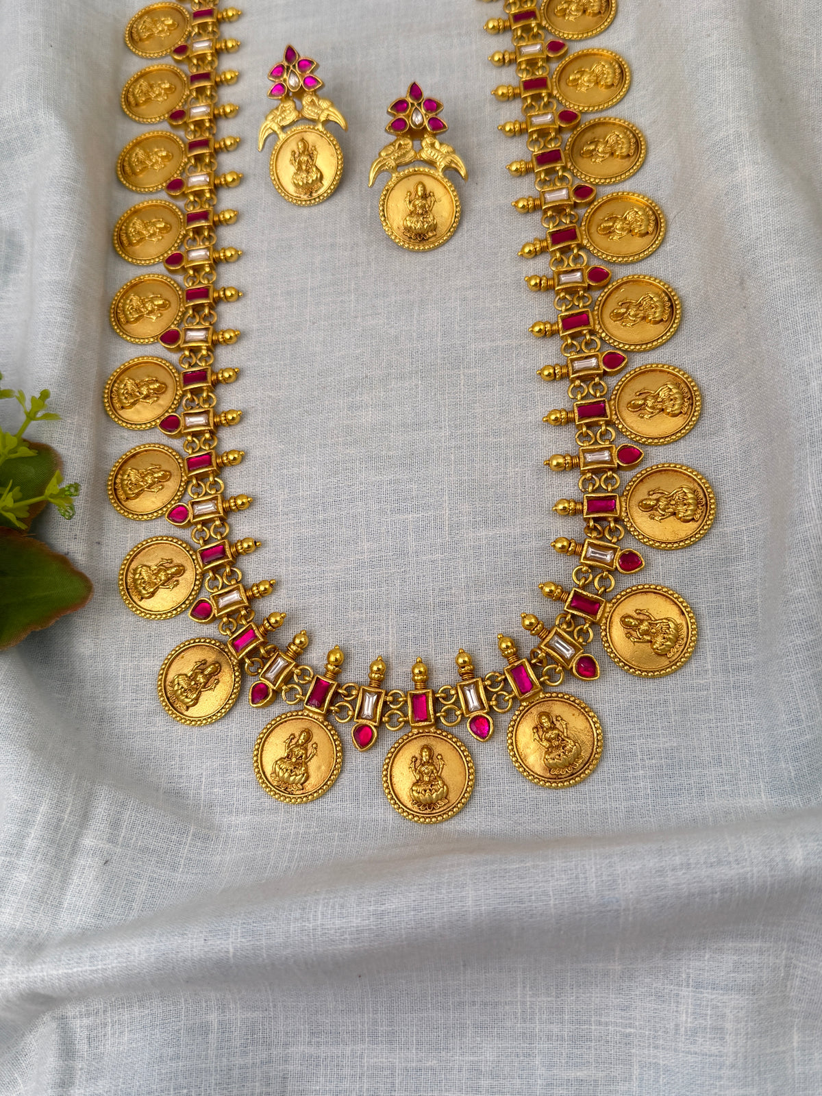 Antique Jadau Kaasu Necklace Royal Mid-Long Set| N0645