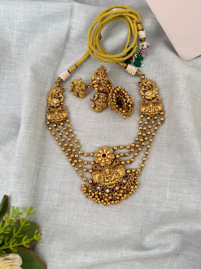 Antique Layered Necklace Lakshmi Pendant Short Set | N0638