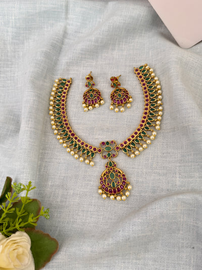 Jadau Kundan Necklace Premium Short Set | N0628