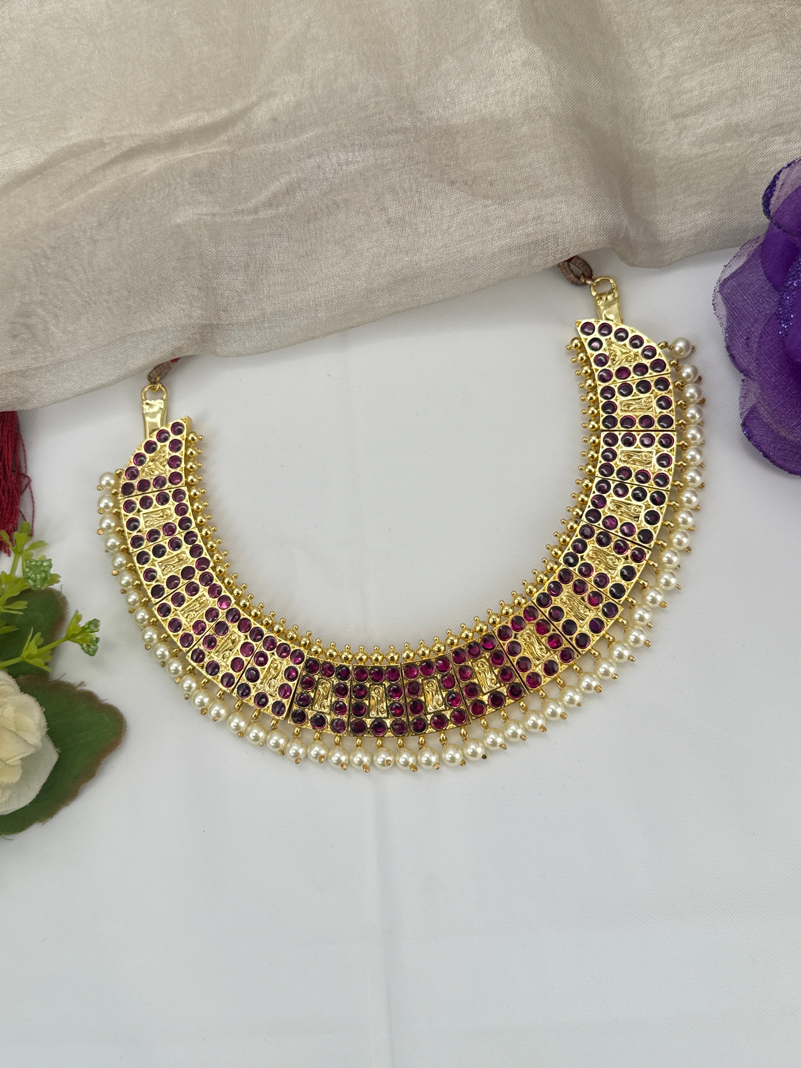 Bharatnatyam jewellery, bharatanatyam necklace sets, dance jewellery, pure kemp jewellery