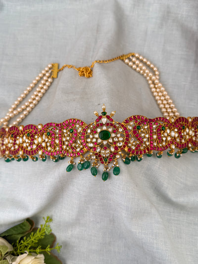 Jadau Kundan Pearl Layered Grand Vaddanam Kamarbandh| V0072