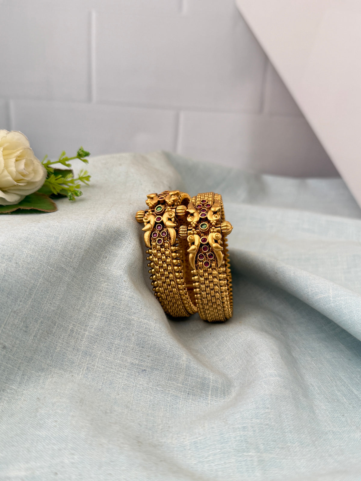 Antique temple style bridal bangles for women by Mahila