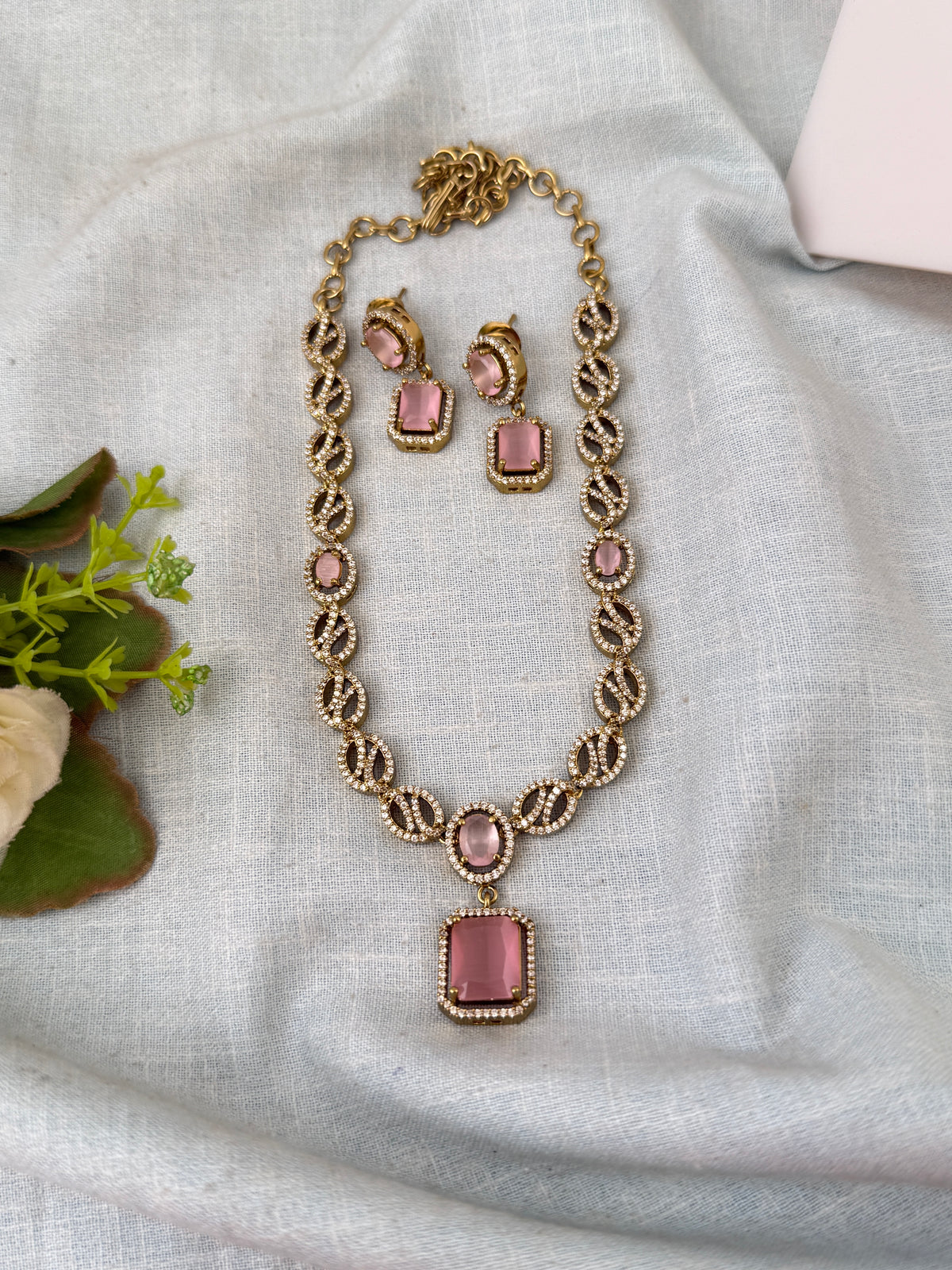 Victorian Stone Necklace Short Designer Set| N0724