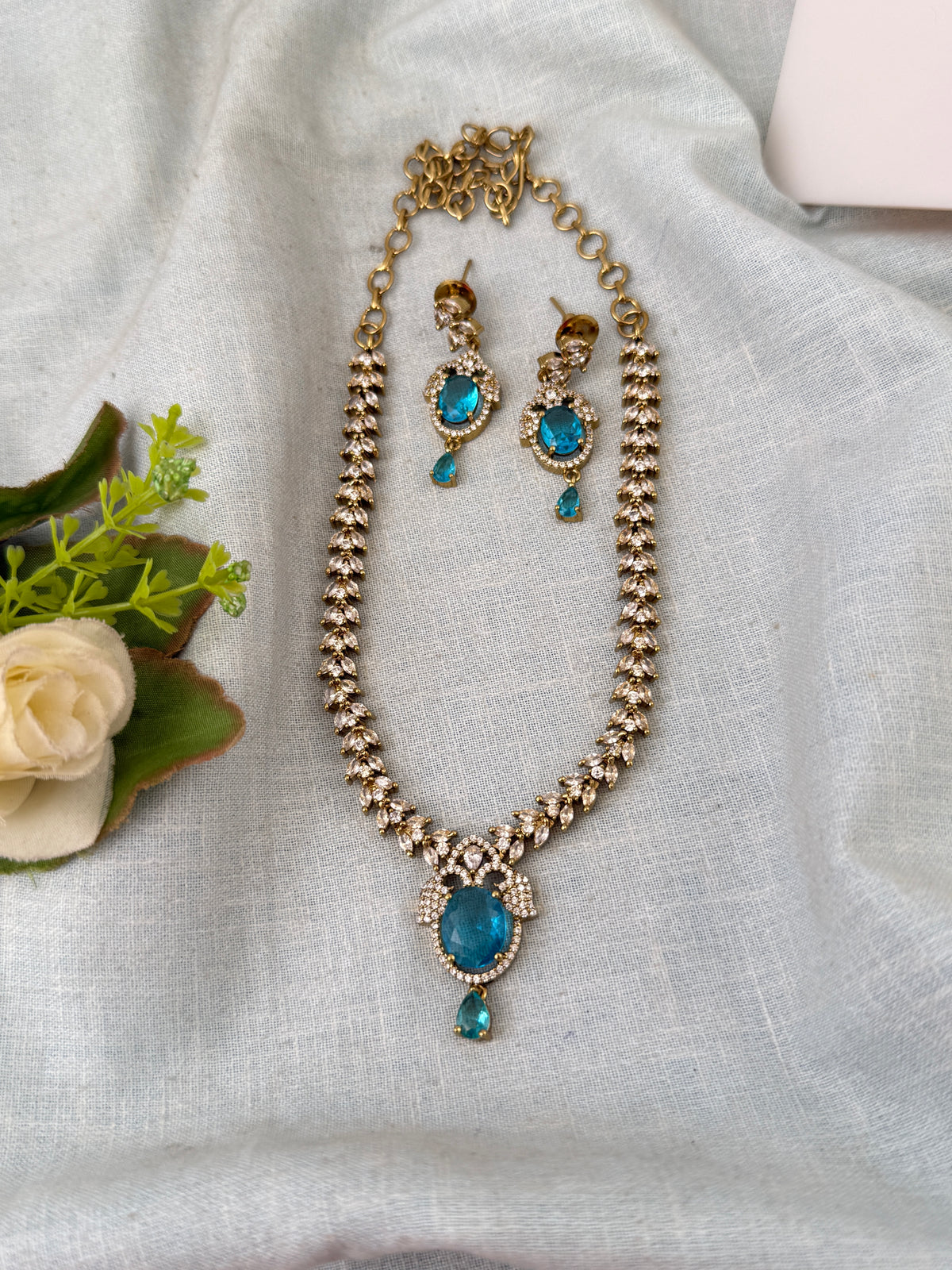 Victorian Stone Necklace Short Designer Set| N0713