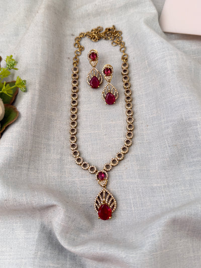 Victorian Stone Necklace Short Designer Set| N0689