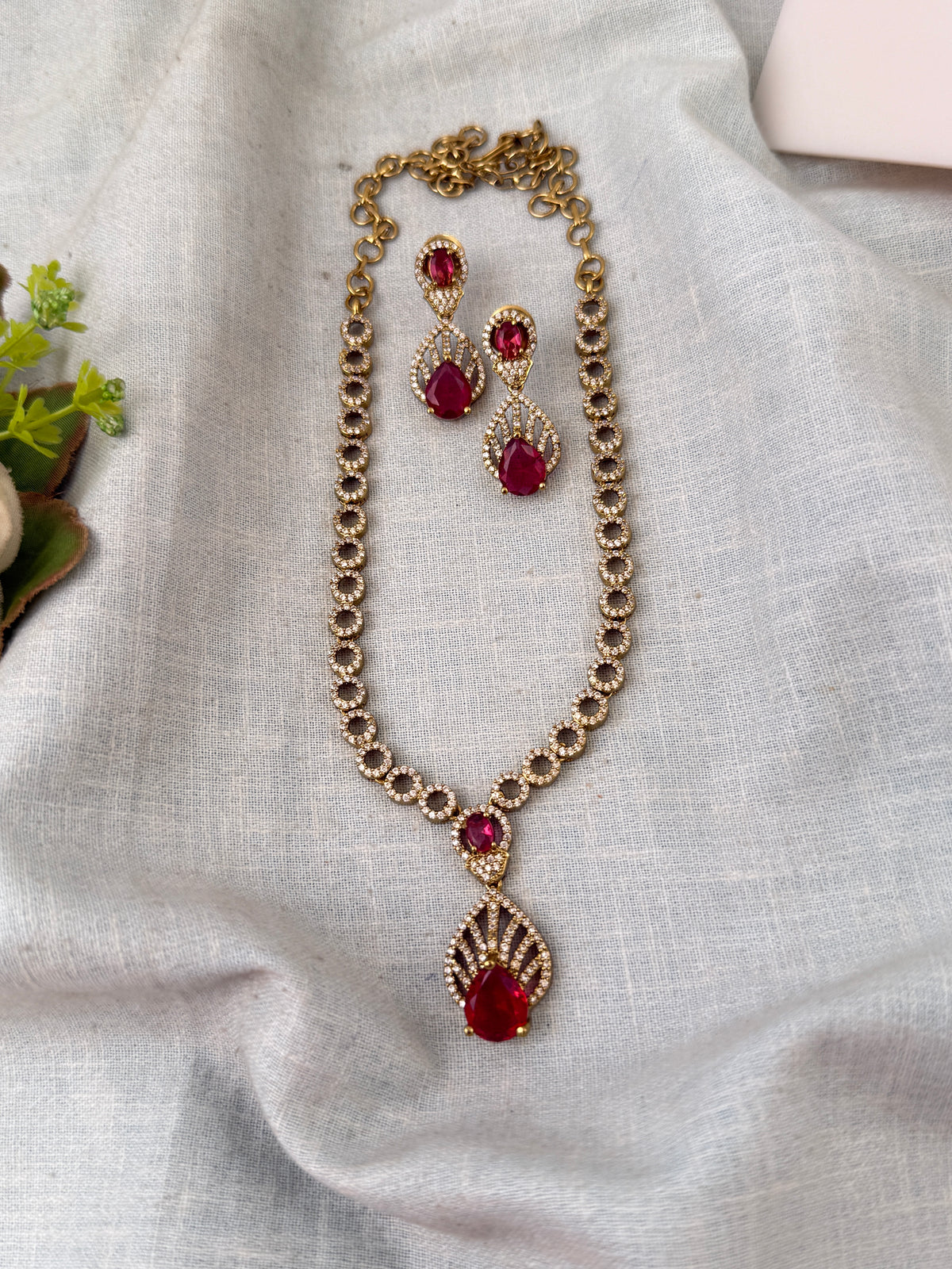 Victorian Stone Necklace Short Designer Set| N0689