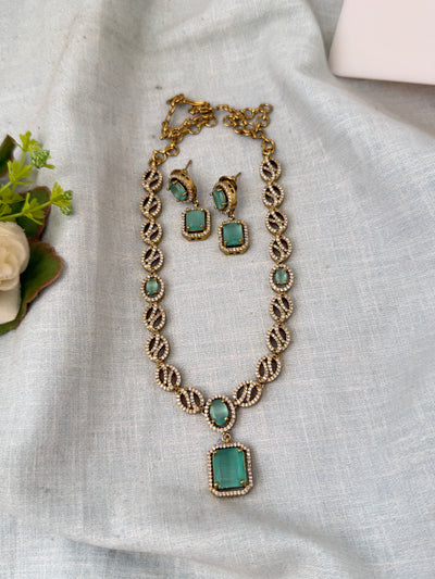 Victorian Stone Necklace Short Designer Set| N0726