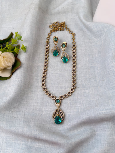 Victorian Stone Necklace Short Designer Set| N0692