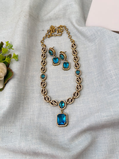 Victorian Stone Necklace Short Designer Set| N0725