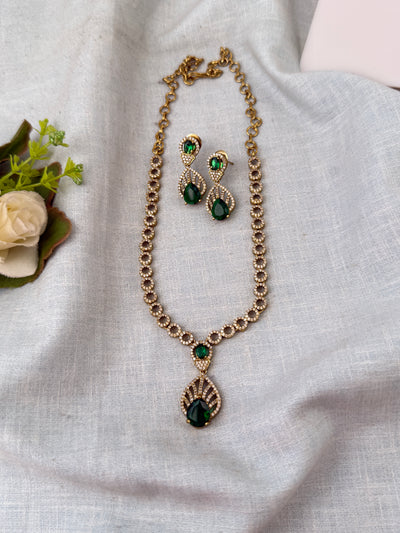 Victorian Stone Necklace Short Designer Set| N0690