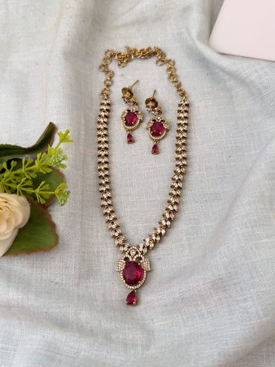 Victorian Stone Necklace Short Designer Set| N0711