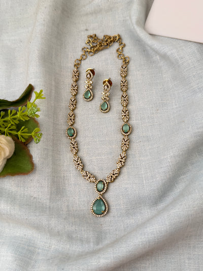 Victorian Stone Necklace Short Designer Set| N0698